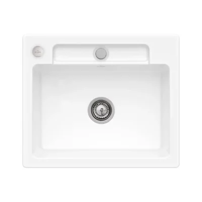 villeroy boch siluet 60 s flat keukenspoelbak keramiek vlakbouw steen wit excenter 1