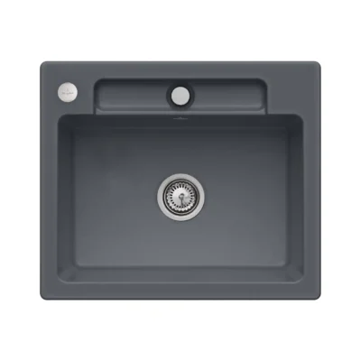 villeroy boch siluet 60 s keukenspoelbak keramiek opbouw grafiet excenter 1