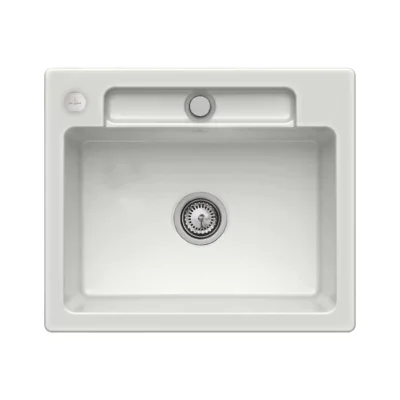 villeroy boch siluet 60 s keukenspoelbak keramiek opbouw licht grijs excenter 1