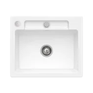 villeroy boch siluet 60 s keukenspoelbak keramiek opbouw sneeuw wit excenter 1