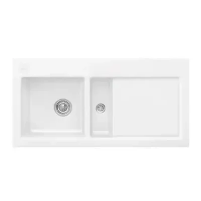 villeroy boch subway 60 keukenspoelbak keramiek opbouw wit alpin hoogglans links 1