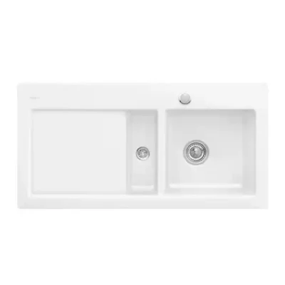 villeroy boch subway 60 keukenspoelbak keramiek opbouw wit alpin hoogglans rechts excenter 1