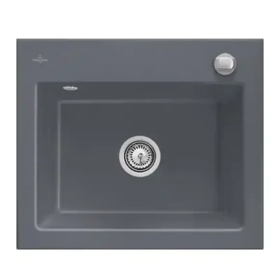 villeroy boch subway 60 s flat keukenspoelbak keramiek vlakbouw grafiet excenter 1