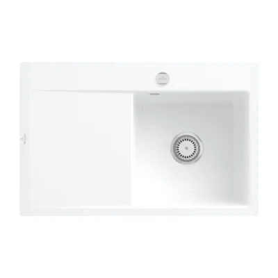 villeroy boch subway style 45 flat keukenspoelbak keramiek vlakbouw sneeuw wit rechts excenter 1
