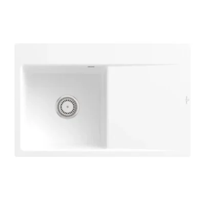 villeroy boch subway style 45 flat keukenspoelbak keramiek vlakbouw steen wit links 1