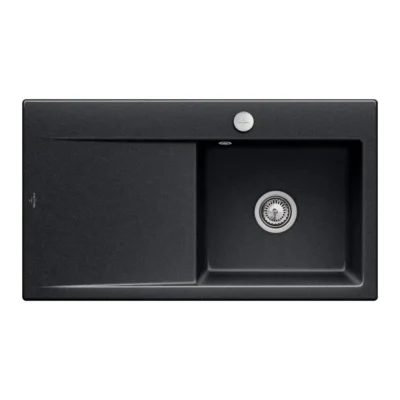 villeroy boch subway style 50 flat keukenspoelbak keramiek vlakbouw chromit rechts excenter 1