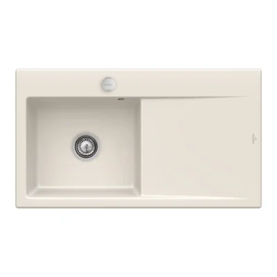villeroy boch subway style 50 flat keukenspoelbak keramiek vlakbouw creme links excenter 1