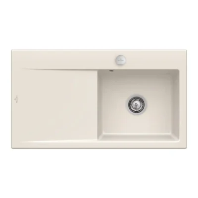 villeroy boch subway style 50 flat keukenspoelbak keramiek vlakbouw creme rechts excenter 1