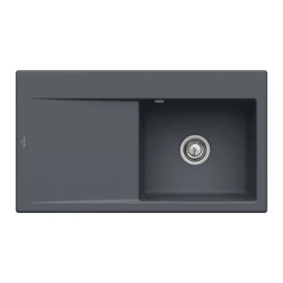 villeroy boch subway style 50 flat keukenspoelbak keramiek vlakbouw grafiet rechts 1