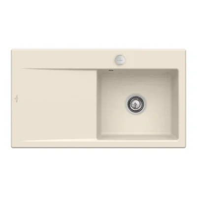 villeroy boch subway style 50 flat keukenspoelbak keramiek vlakbouw ivory rechts excenter 1
