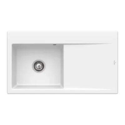 villeroy boch subway style 50 flat keukenspoelbak keramiek vlakbouw sneeuw wit links 1