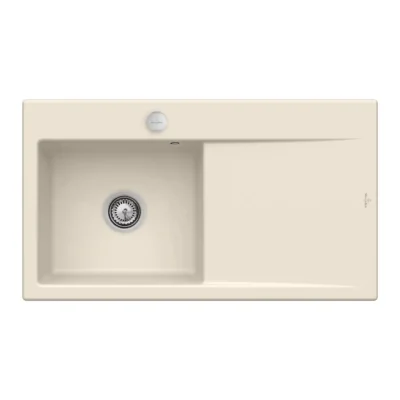 villeroy boch subway style 50 keukenspoelbak keramiek opbouw ivory links excenter 1