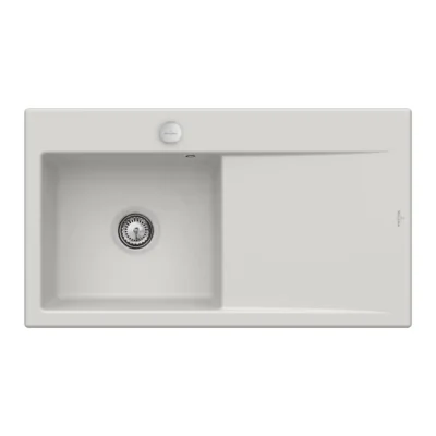 villeroy boch subway style 50 keukenspoelbak keramiek opbouw licht grijs links excenter 1