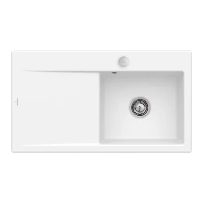 villeroy boch subway style 50 keukenspoelbak keramiek opbouw steen wit rechts excenter 1