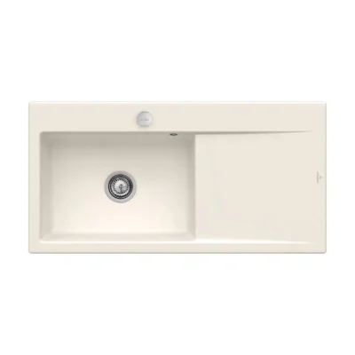 villeroy boch subway style 60 flat keukenspoelbak keramiek vlakbouw creme links excenter 1