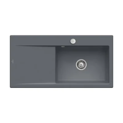 villeroy boch subway style 60 flat keukenspoelbak keramiek vlakbouw grafiet rechts excenter 1