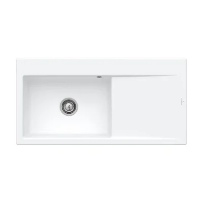 villeroy boch subway style 60 flat keukenspoelbak keramiek vlakbouw steen wit links 1