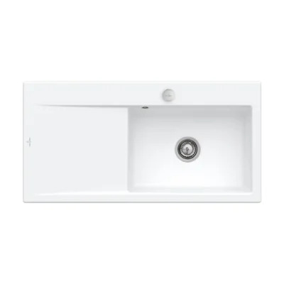 villeroy boch subway style 60 flat keukenspoelbak keramiek vlakbouw steen wit rechts excenter 1