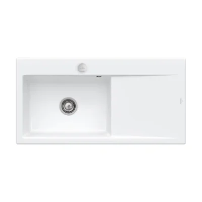 villeroy boch subway style 60 keukenspoelbak keramiek opbouw sneeuw wit links excenter 1
