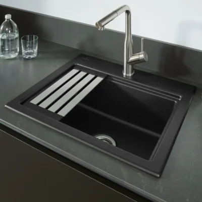 villeroy boch subway style 60 s keukenspoelbak keramiek opbouw chromit 4