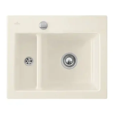 villeroy boch subway xm keukenspoelbak keramiek opbouw creme excenter 1