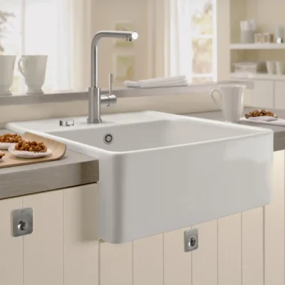 villeroy boch universal keukenspoelbak keramiek belfast wit alpin hoogglans midden excenter 1