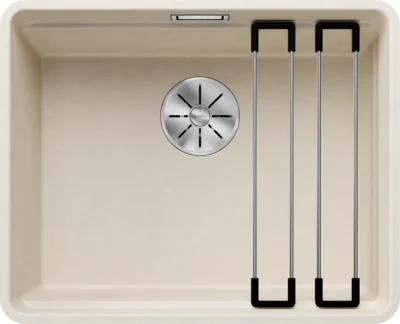 blanco etagon 500 f 527074 enkele keukenspoelbak silgranit zacht wit inclusief rails vlakbouw 1.webp