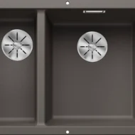 blanco subline 340 160 u 527346 anderhalve keukenspoelbak rechts silgranit vulkaangrijs onderbouw 1.webp