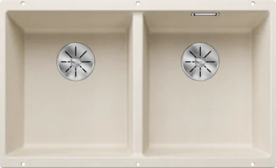 blanco subline 350 350 u 527164 dubbele keukenspoelbak silgranit zacht wit onderbouw 1.webp