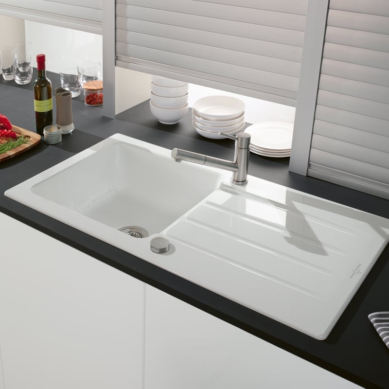 villeroy boch architectura 60 keukenspoelbak keramiek opbouw wit alpin hoogglans excenter 1