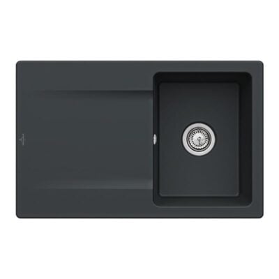 villeroy boch siluet 45 flat keukenspoelbak keramiek vlakbouw ebony excenter 1