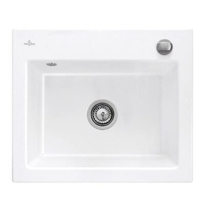 villeroy boch subway 60 s flat keukenspoelbak keramiek vlakbouw wit alpin hoogglans excenter 1